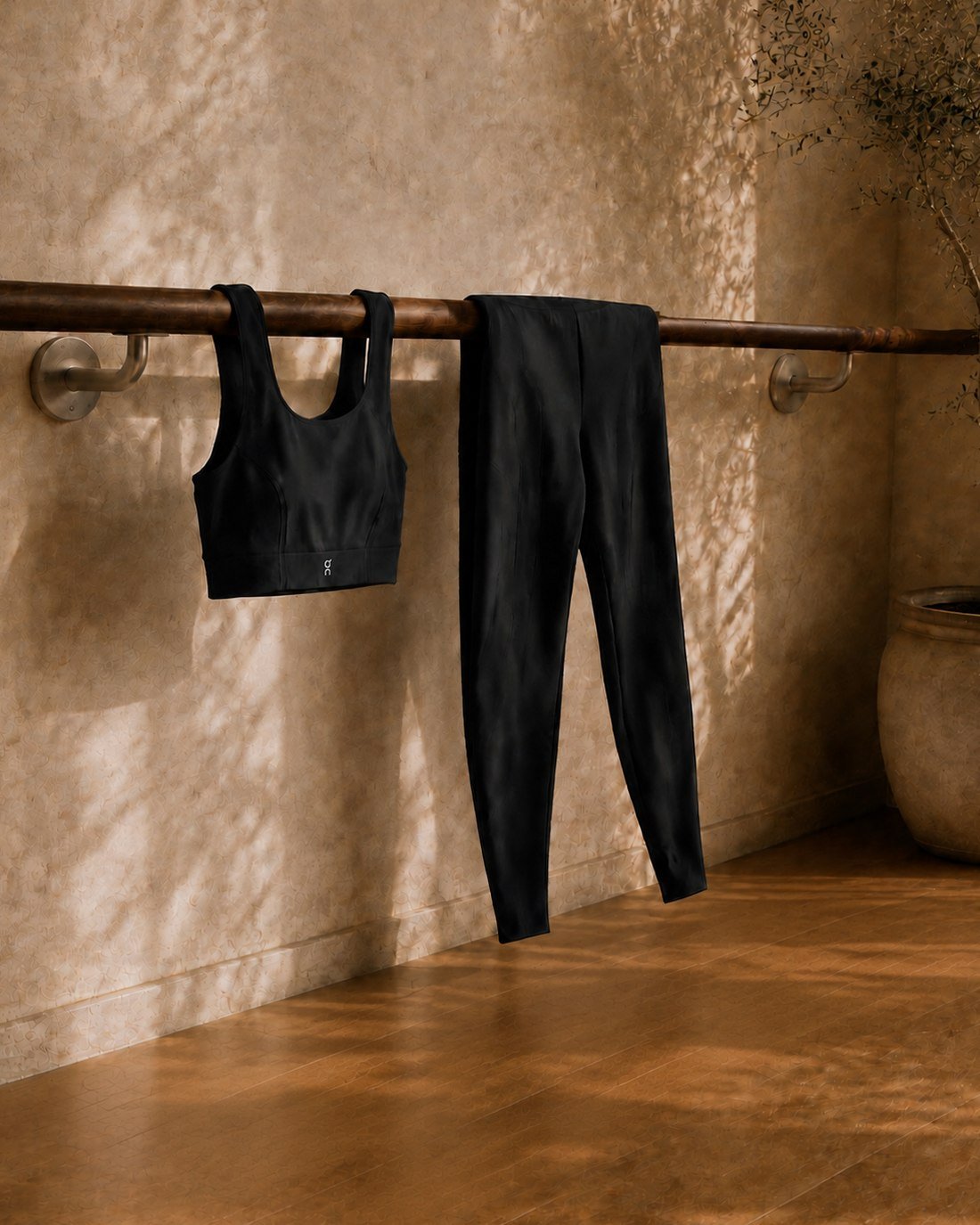 On x Yoga apparel styled flat-lay